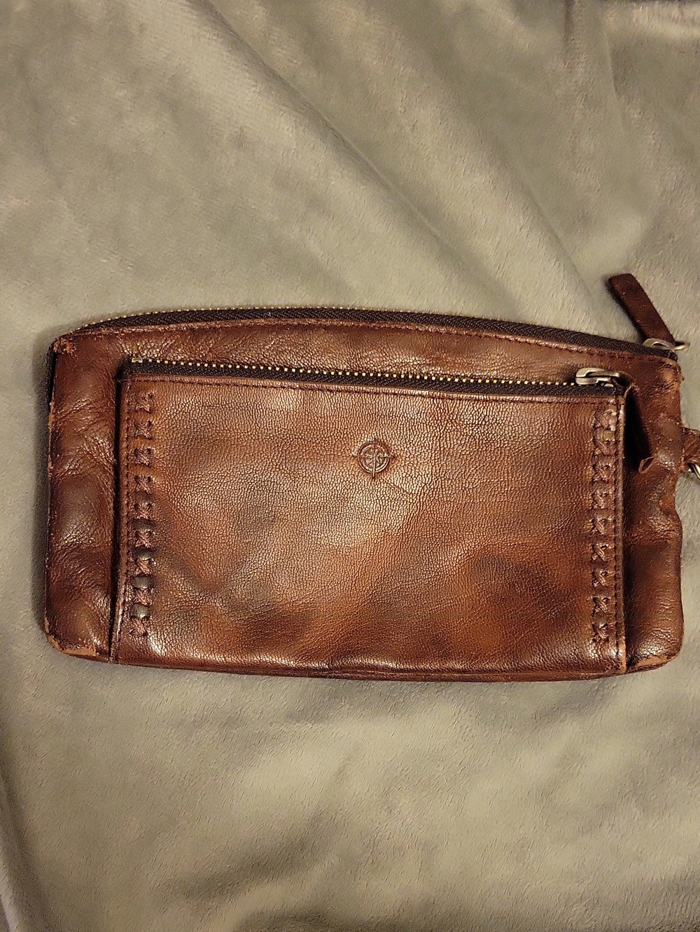 Men's Brown Leather Zip Wallet Clutch - Classic Leather Finish
